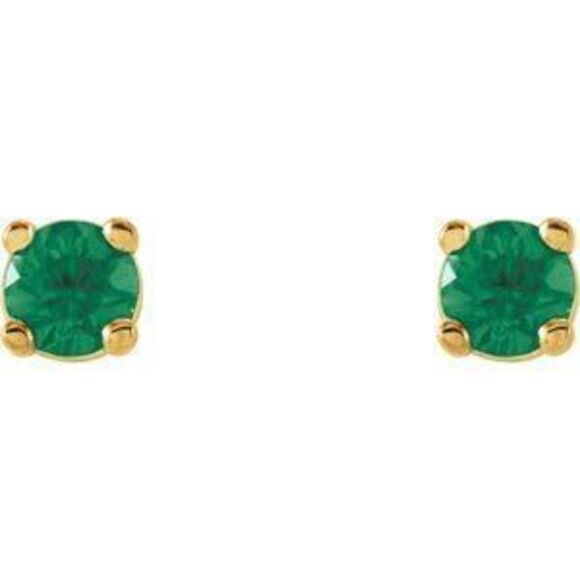 Kazi Luxury Round 4-Prong Lightweight Stud Earrings - Emerald - Picture 8 of 8